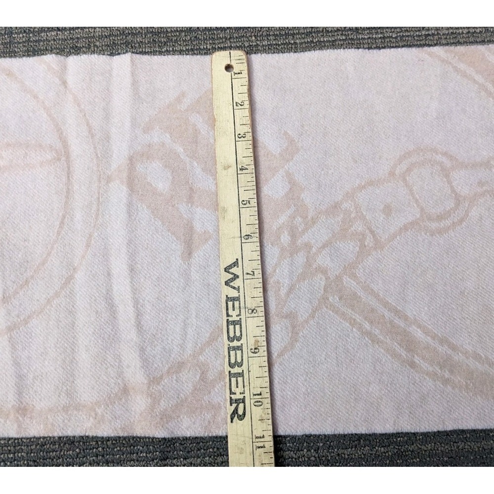 Lauren Ralph‎ Lauren Wool Scarf Equestrian Classic Horseshoe Logo Fringe Luxury - Picture 8 of 8